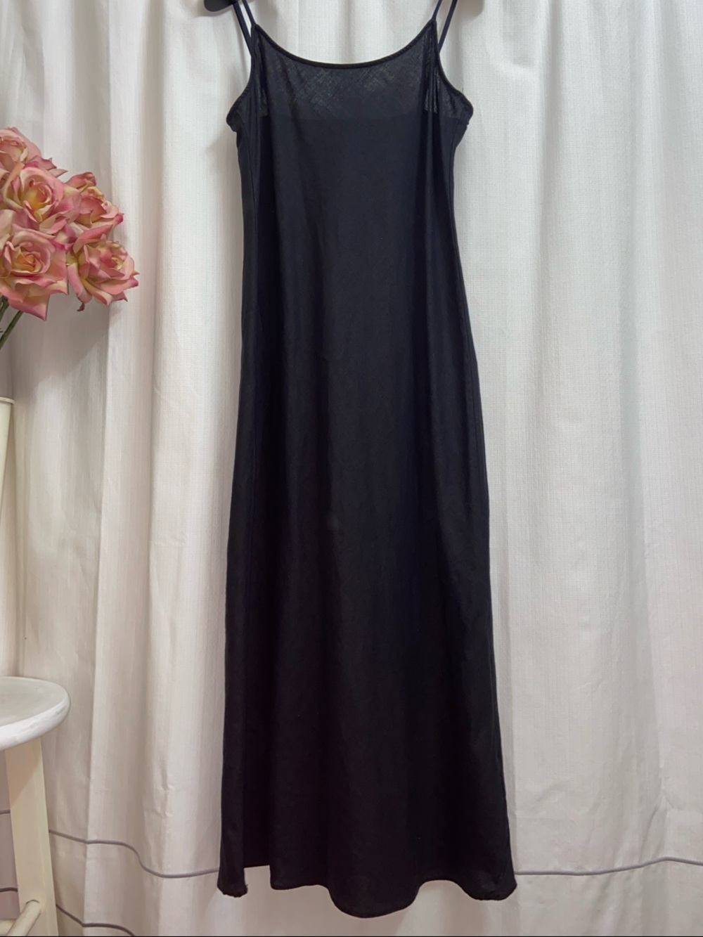 J. Crew  Linen Slip Dress in Black NWT